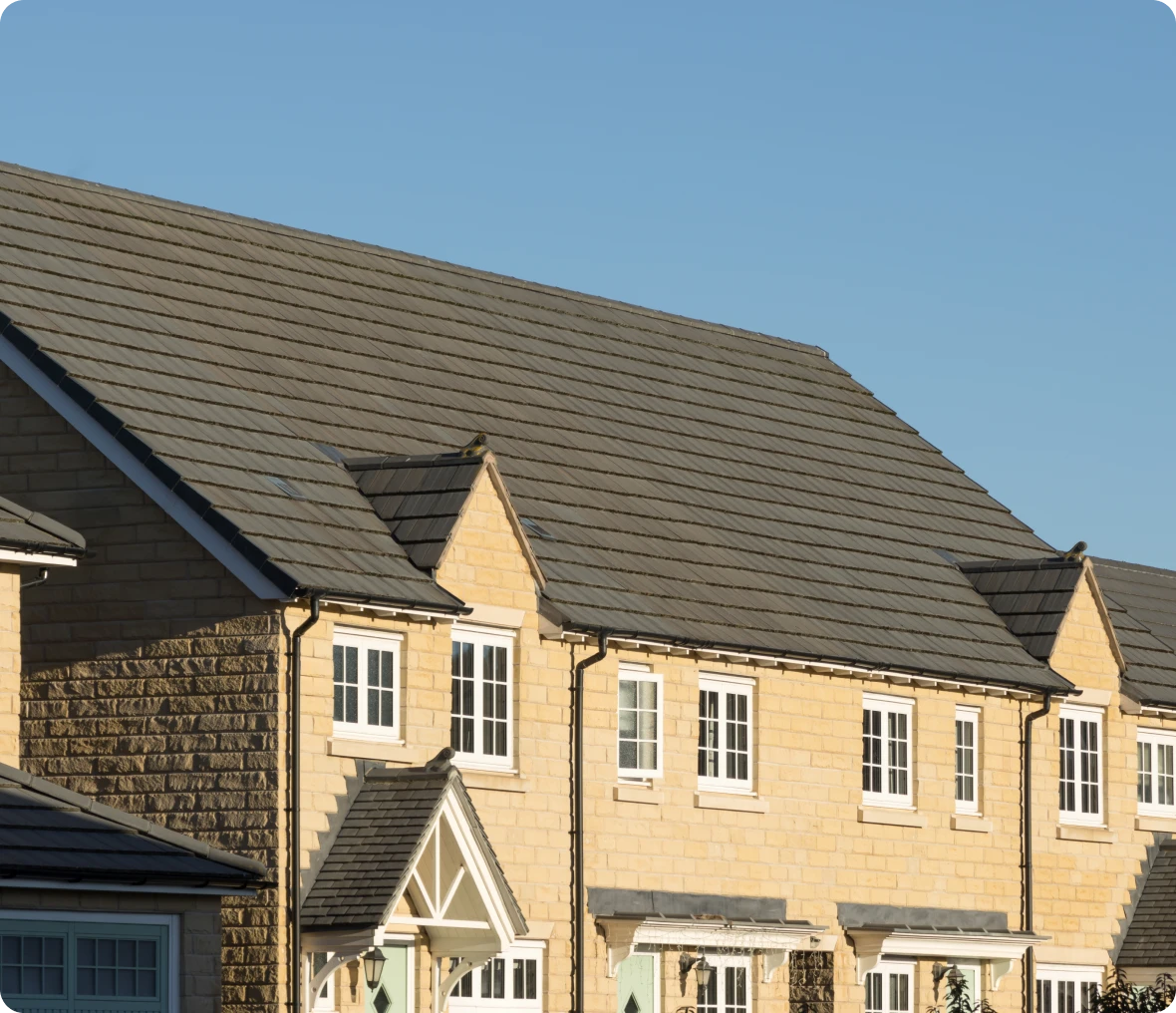 New residential development with large roofs