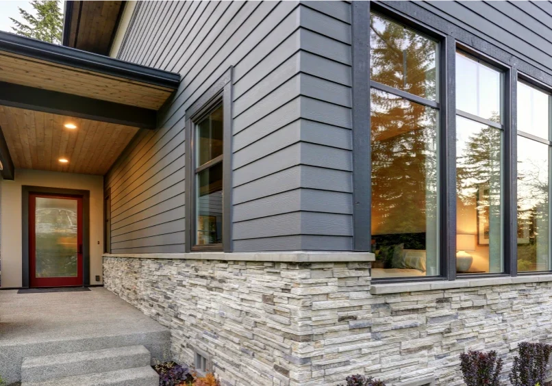 Contemporary house with large windows